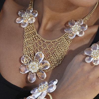 Lucite Blossom Bib Necklace