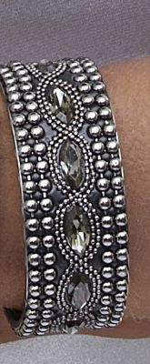 Beaded Faceted Black Bangle