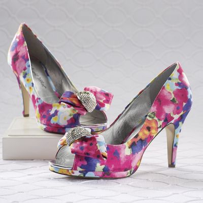 floral print satin pump by midnight velvet