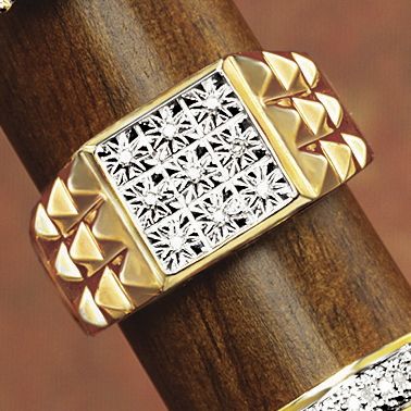 men s square diamond cluster ring