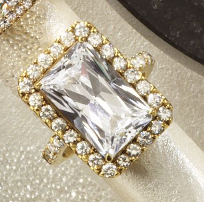 cubic zirconia rectangle frame ring