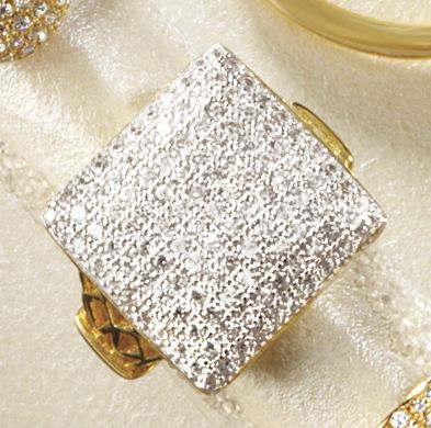 cubic zirconia square cluster ring
