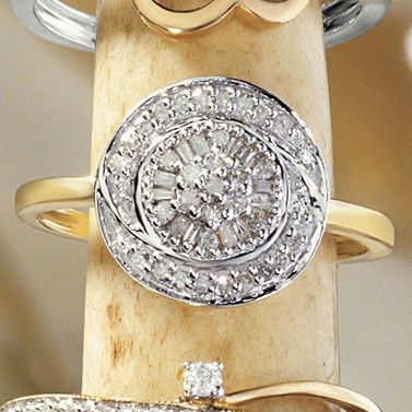 postpaid 10k gold diamond round cluster frame ring