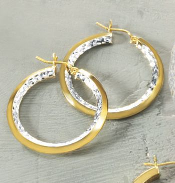 Diamond Cut Two Tone Hoops