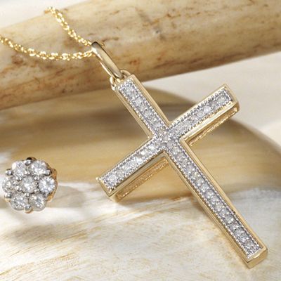 10k gold diamond cross pendant