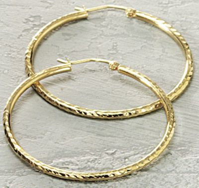 Diamond Cut Large Hoops