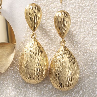 teardrop diamond cut post earrings