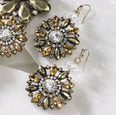 floral crystal earrings