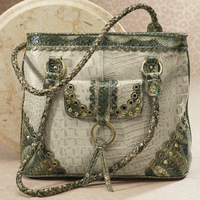 connie croc patterned leather bag