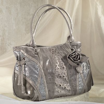 metallic cutout rose handbag
