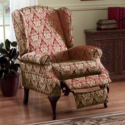 Patterned Wingback Recliner