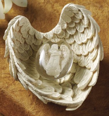 Hope Angel Worry Stone W Wing Holder