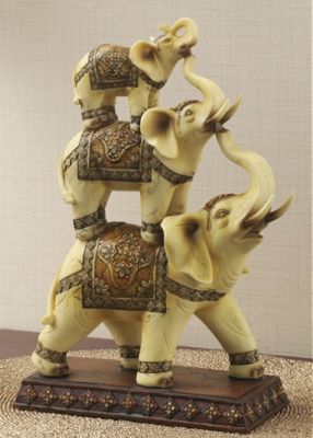 Triple Stacked Elephant Statue