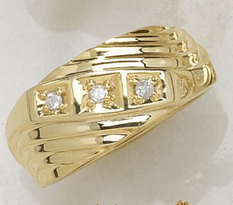 Diamond 3 Stone Mens Band