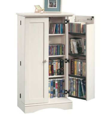 White Multimedia Storage Cabinet
