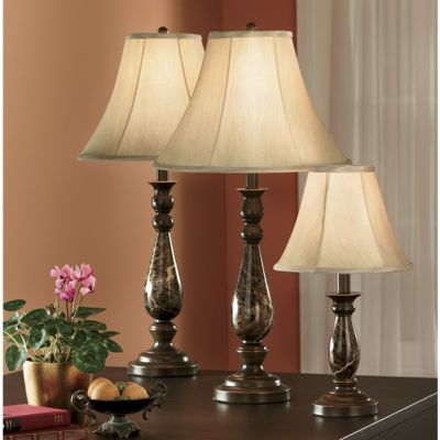 4 Piece Faux Marble Covington Lamp Set