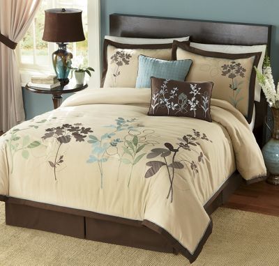 Embroidered Silhouette Comforter Set and Window Treatments