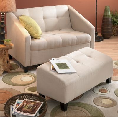 Plush Loveseat And Ottoman