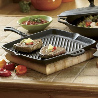 Cast Iron Grill Pan Ribbed Pre Seasoned