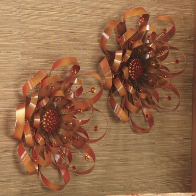 Wall Art Orange Sparkle Flower