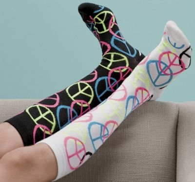 2 Pair Rainbow Peace Knee Socks
