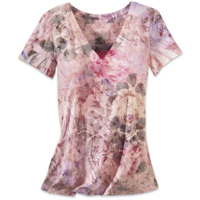 Top Butterfly Floral V Neck