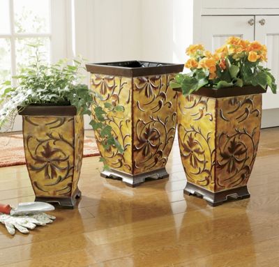 3 Piece Metal Planters Set