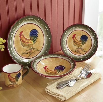 16 Piece Provence Rooster Dinnerware