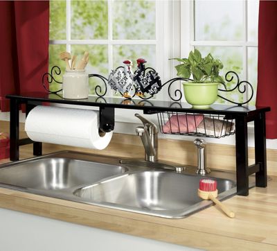 Over The Sink Shelf Black And White Rooster