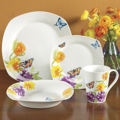 16 piece butterfly garden dinnerware set