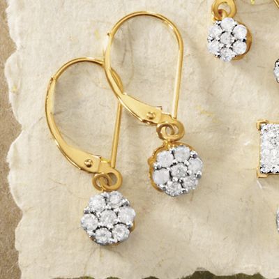 Round Cluster Drop Earrings