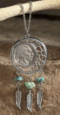 Buffalo Nickel Dream Catcher Pendant