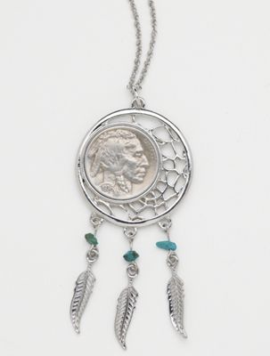 Buffalo Nickel Dream Catcher Pendant