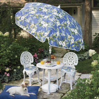 3 Piece Crown Bistro Set and Tilting Garden Umbrella