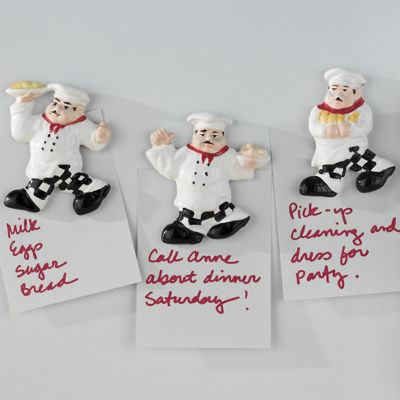 3 Piece Ceramic Chef Magnet Set