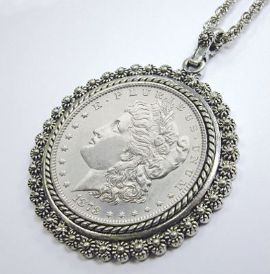 Morgan Dollar Pendant With Silvertone Bezel