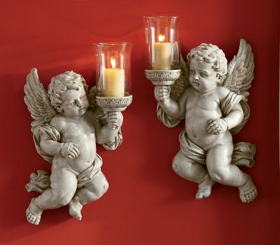Set of 2 Cherub Sconces A