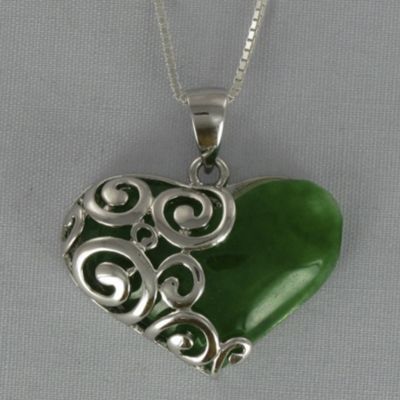 Jade Heart Scroll Pendant