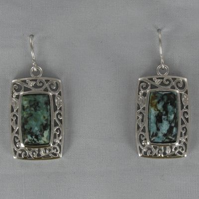 Turquoise Rectangular Scroll Earrings