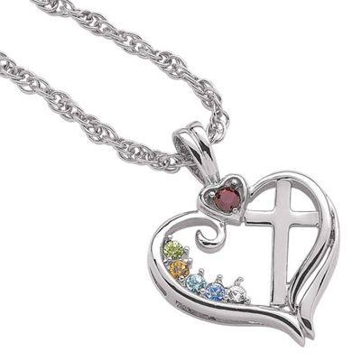 Cross Pendant Family Birthstones