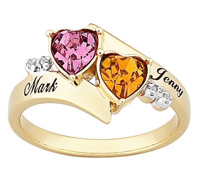 Ring Couples Heart Birthstone