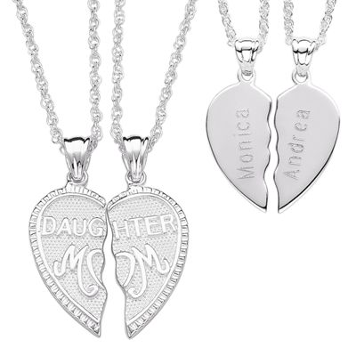 Personalized Daughter Mom Heart Pendants