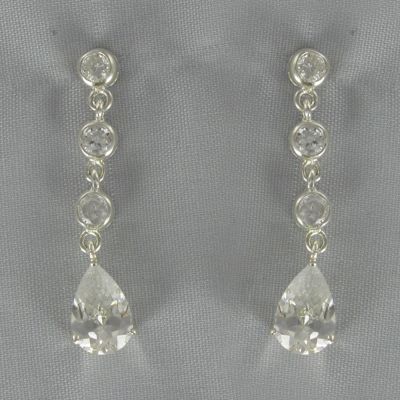 Cubic Zirconia Pear Drop Earrings