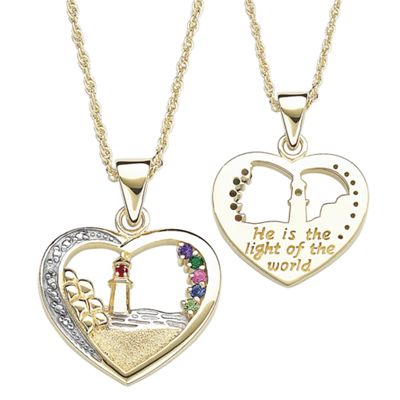 Pendant Family birthstone Lighthouse Heart