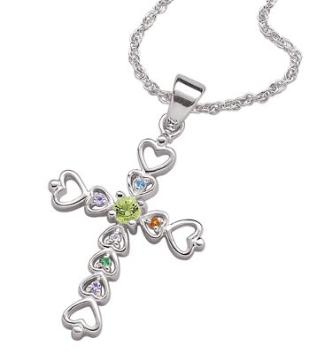 Cross Pendant Family Birthstone
