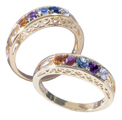 Ring Goldtone Family Birthstone Heart