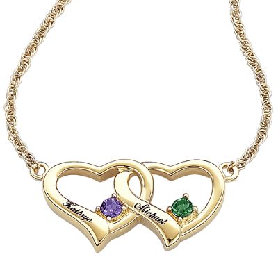Pendant Couples Birthstone Double heart