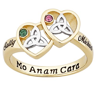 Ring Couples Names Birthstones Celtic Heart