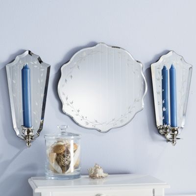 Mirror And Sconce Pair Set Etched