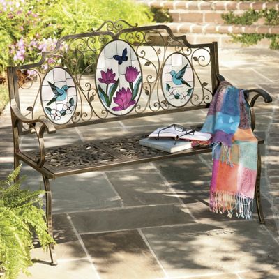 Painted Back Metal Bench